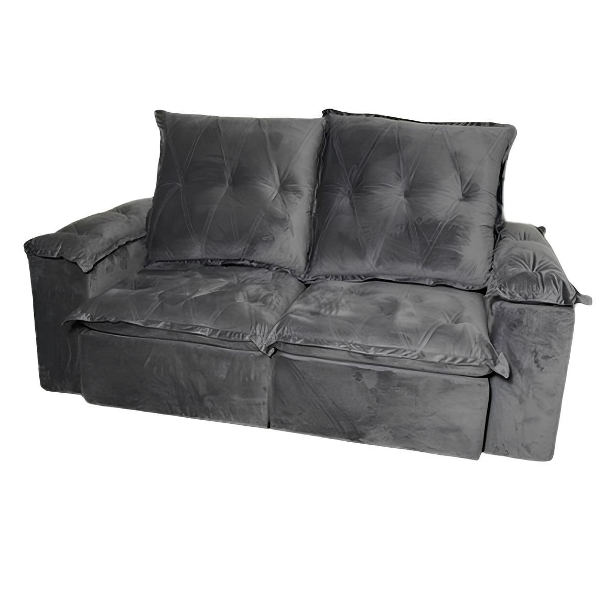 Sofá Retrátil e Reclinável Londrina 2,30 Veludo Cinza Grafite - IMPÉRIO ESTOFADOS(PROMOÇÃO) - Imagem 4