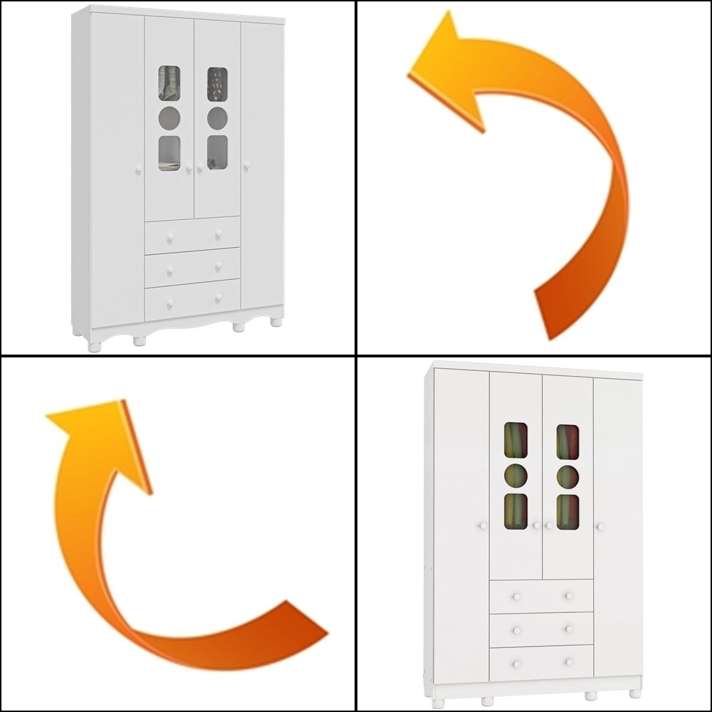 Guarda-Roupa 4 Portas Tedy Branco Brilho - PEROBA MÓVEIS - Imagem 2