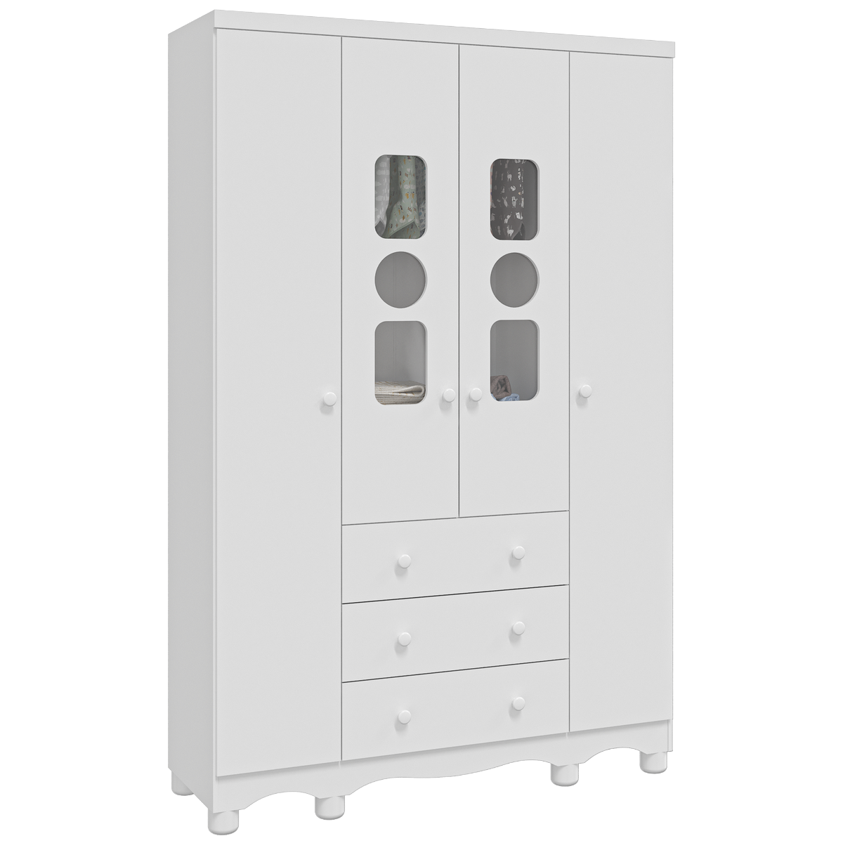 Guarda-Roupa 4 Portas Tedy Branco Brilho - PEROBA MÓVEIS - Imagem 3