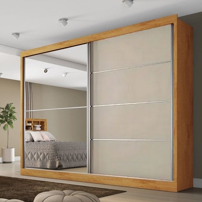 Guarda-Roupa 2 Portas Verona 2,02 m Peroba/Off White/Peroba - MÓVEIS EUROPA - Imagem 3