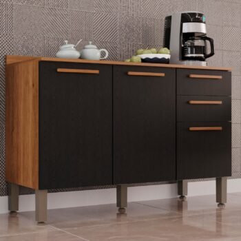 Balcão New Valência Cinamomo/Preto - SALLÊTO