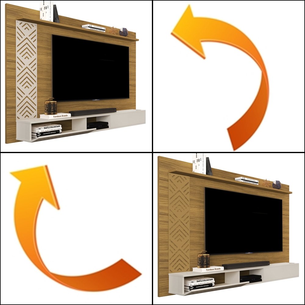 Painel até 60" Roma Nature/Off White - MADEC/VJ MÓVEIS - Imagem 3