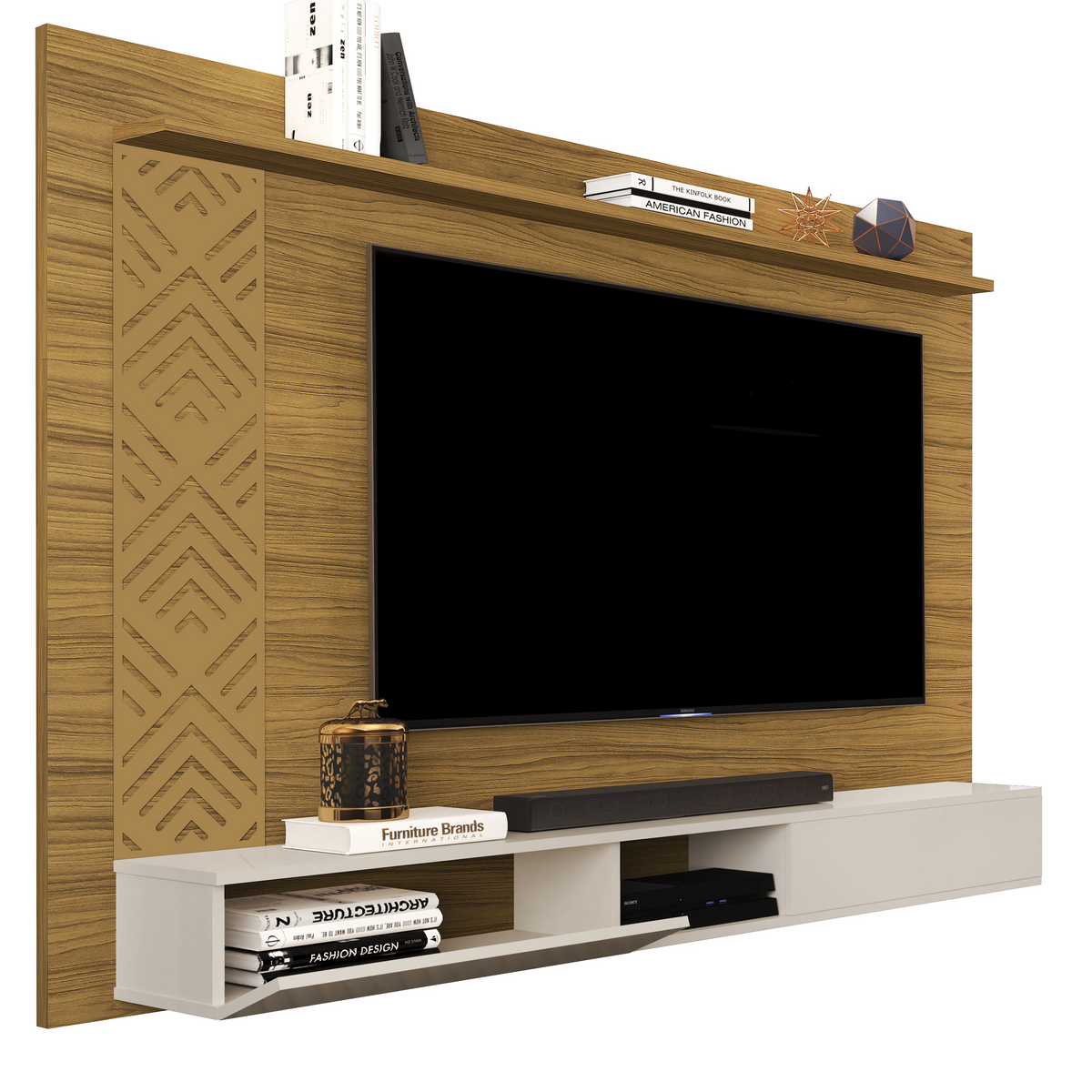 Painel até 60" Roma Nature/Off White - MADEC/VJ MÓVEIS - Imagem 5