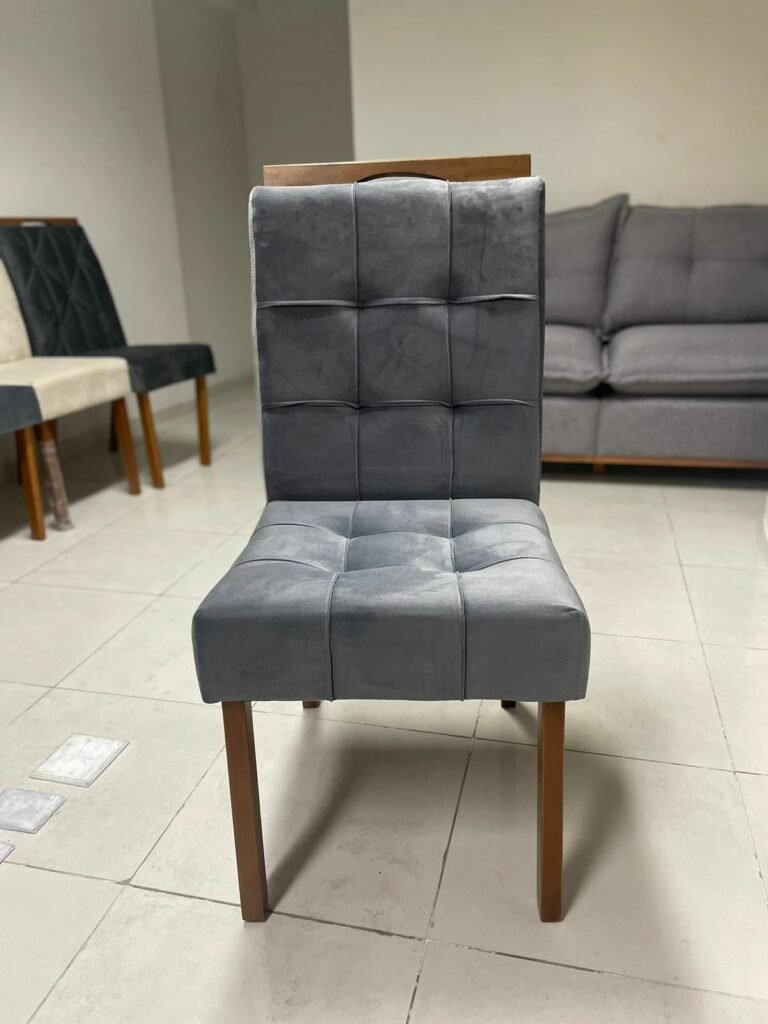 Mesa Recife 120 Cinamono Laminado com 4 Cadeiras Sophia Veludo Cinza Grafite – CEL MÓVEIS + WM DECOR - Imagem 2