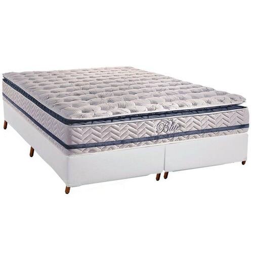 Colchão Queen Blue D33 + Base Box Simples Corino Branco – PAROPAS + ALTO NÍVEL CAMAS E COLCHÕES - Imagem 3