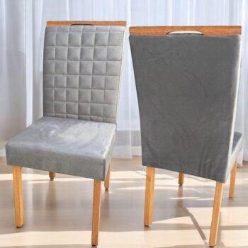 Kit 2 Cadeiras Pandora 01 Imbuia Mel/Veludo Cinza Grafite 414 - CARVALHO DECOR