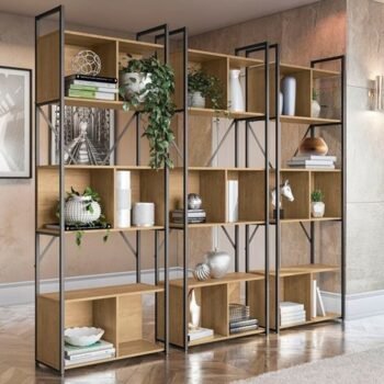 Kit com 3 Estantes Alta com 6 Nichos LI014 Freijó/Preto Fosco – KAPPESBERG