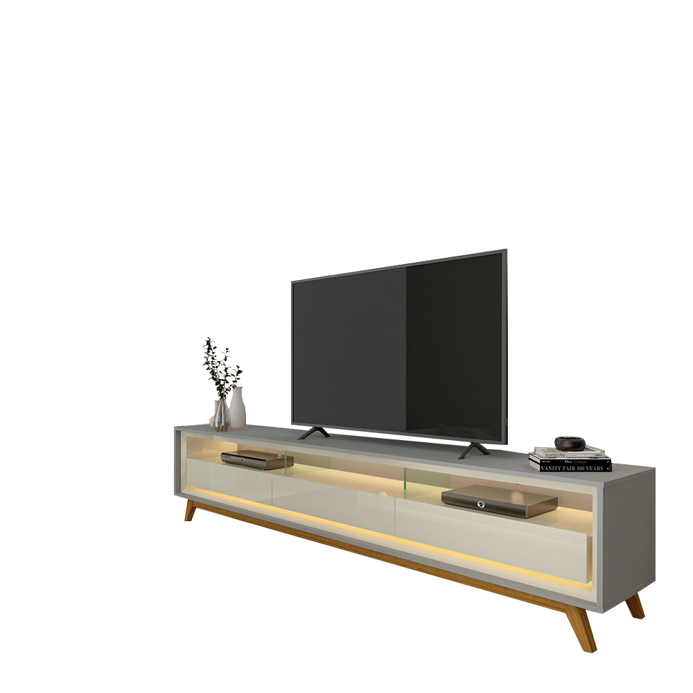 Rack até 75" Requinte 212 Cinza/Off White - GELIUS - Imagem 2