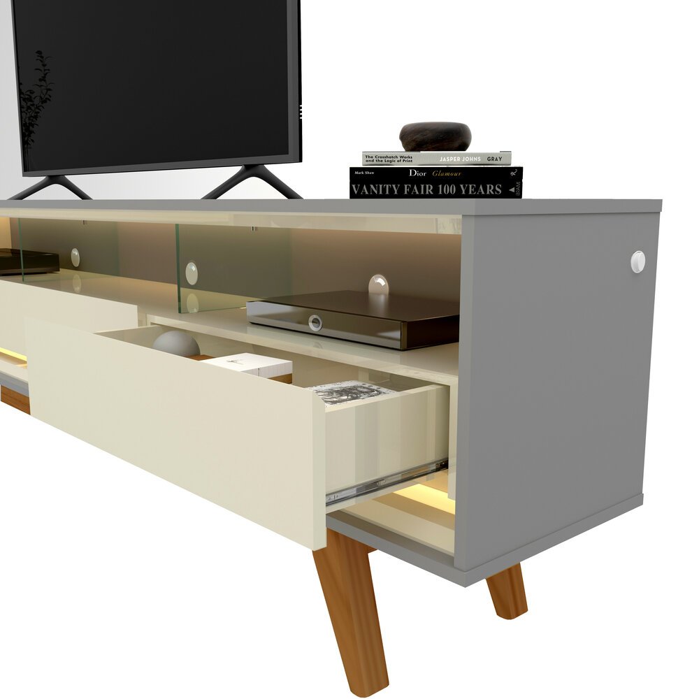 Rack até 75" Requinte 212 Cinza/Off White - GELIUS - Imagem 4