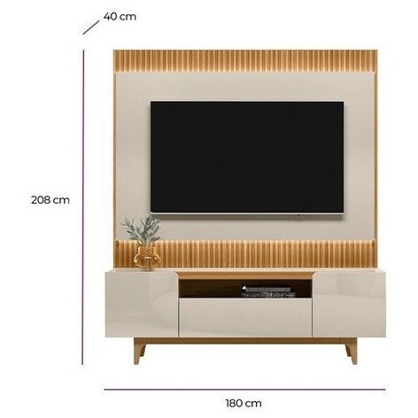 Painel até 70" São Paulo 1.8 + Rack Orlando Tauari/Off White – LINEA BRASIL - Imagem 4