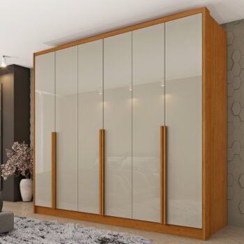 Guarda-Roupa 6 Portas Fortuna/Riqueza 2,43 m Cinamono/Off White - TCIL