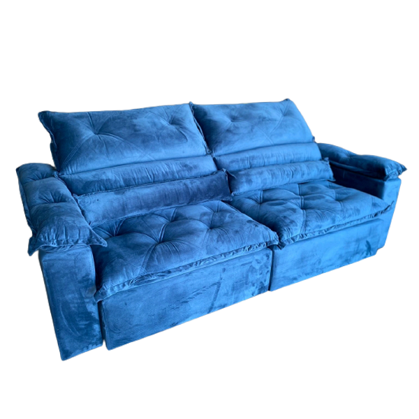 Sofá Retrátil e Reclinável Agata 2,00 m Azul - IMPÉRIO ESTOFADOS - Imagem 4