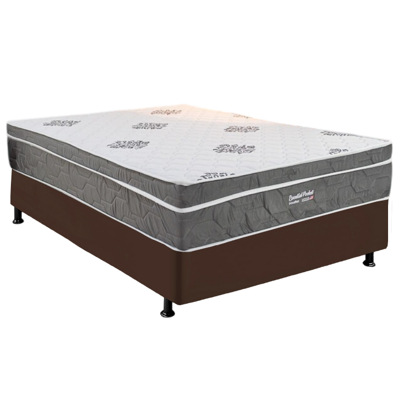 Colchão Casal Essential Pocket D26 + Base Box Simples Corino Marrom – INOVAFLEX + BIOSTAR - Imagem 2