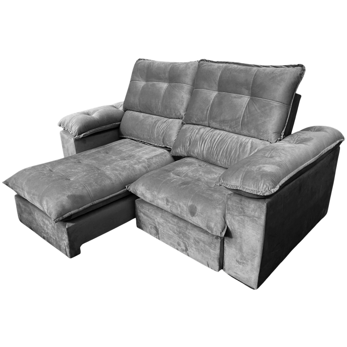 Sofá Retrátil e Reclinável Suíça 2,50 m Veludo Cinza Grafite – LEO DECOR(PROMOÇÃO) - Imagem 2
