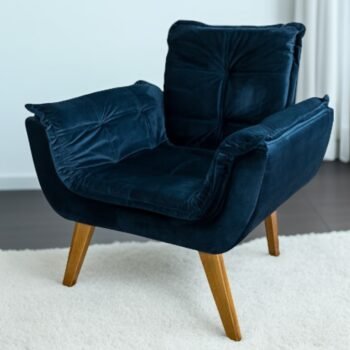 Poltrona Fixa Canadá/Opala Veludo Azul – JP ESTOFADOS