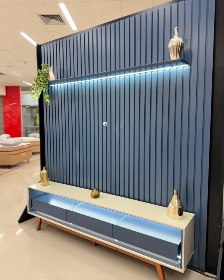 Painel até 85″ Nobre 230 Azul + Rack Requinte 212 Off White/Azul – GELIUS - Imagem 2