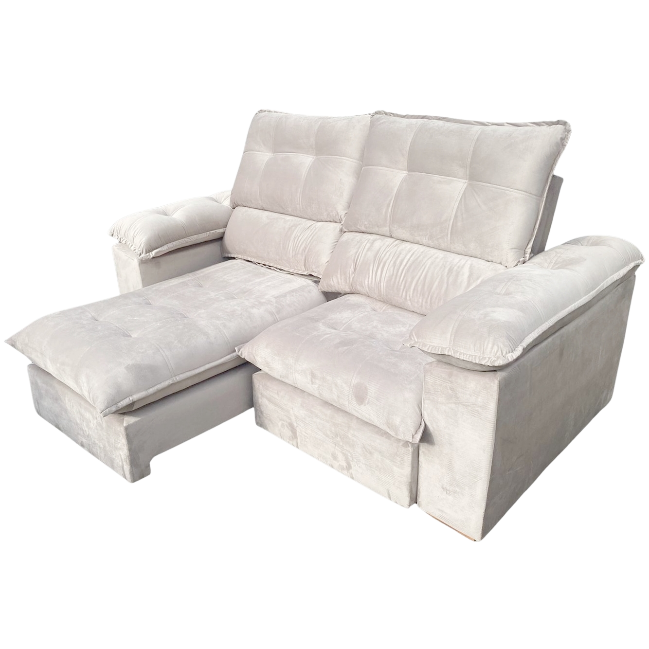 Sofá Retrátil e Reclinável Suíça 2,10 m Veludo Marfim – LEO DECOR(PROMOÇÃO) - Imagem 2