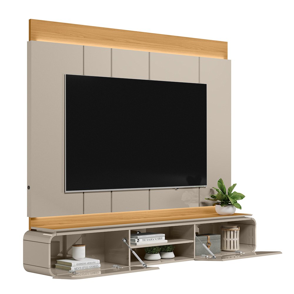 Painel Home até 75" Zurique Tauari/Off White Brilho - LINEA BRASIL - Imagem 6