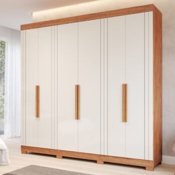 Guarda-Roupa 6 Portas Cecília 2,346 m Cinamono/Off White - PANAN MÓVEIS