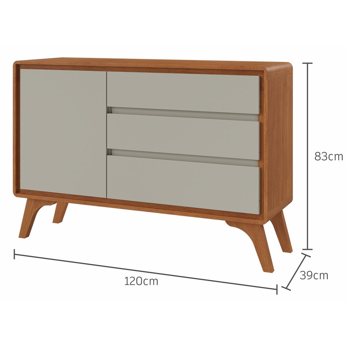 Buffet Sinus 1,20 m Naturale/Off White - MAVAULAR - Imagem 4