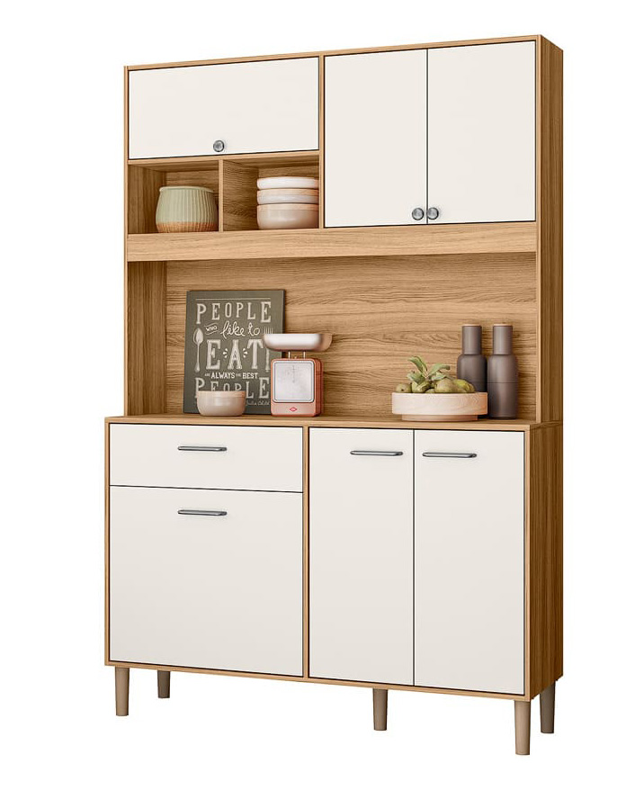 Kit Cozinha Erva Doce 120 Freijó/Off White Cristal - NICIOLI - Imagem 2