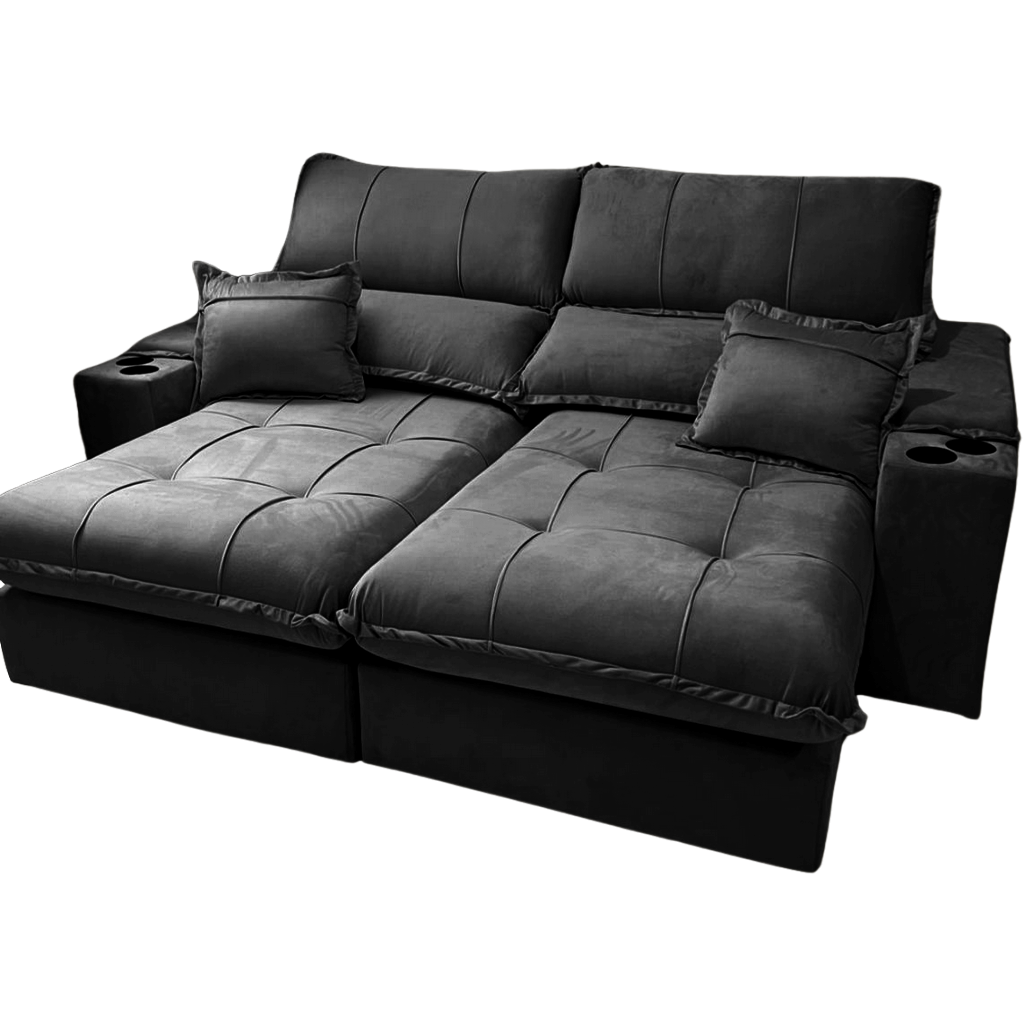 Sofá Retrátil e Reclinável Zeus/Afrodite 2,50 m Preto - ZARAT ESTOFADOS - Imagem 3