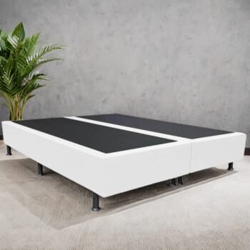 Base Box Queen Simples Corino Branco – ALTO NÍVEL CAMAS E COLCHÕES