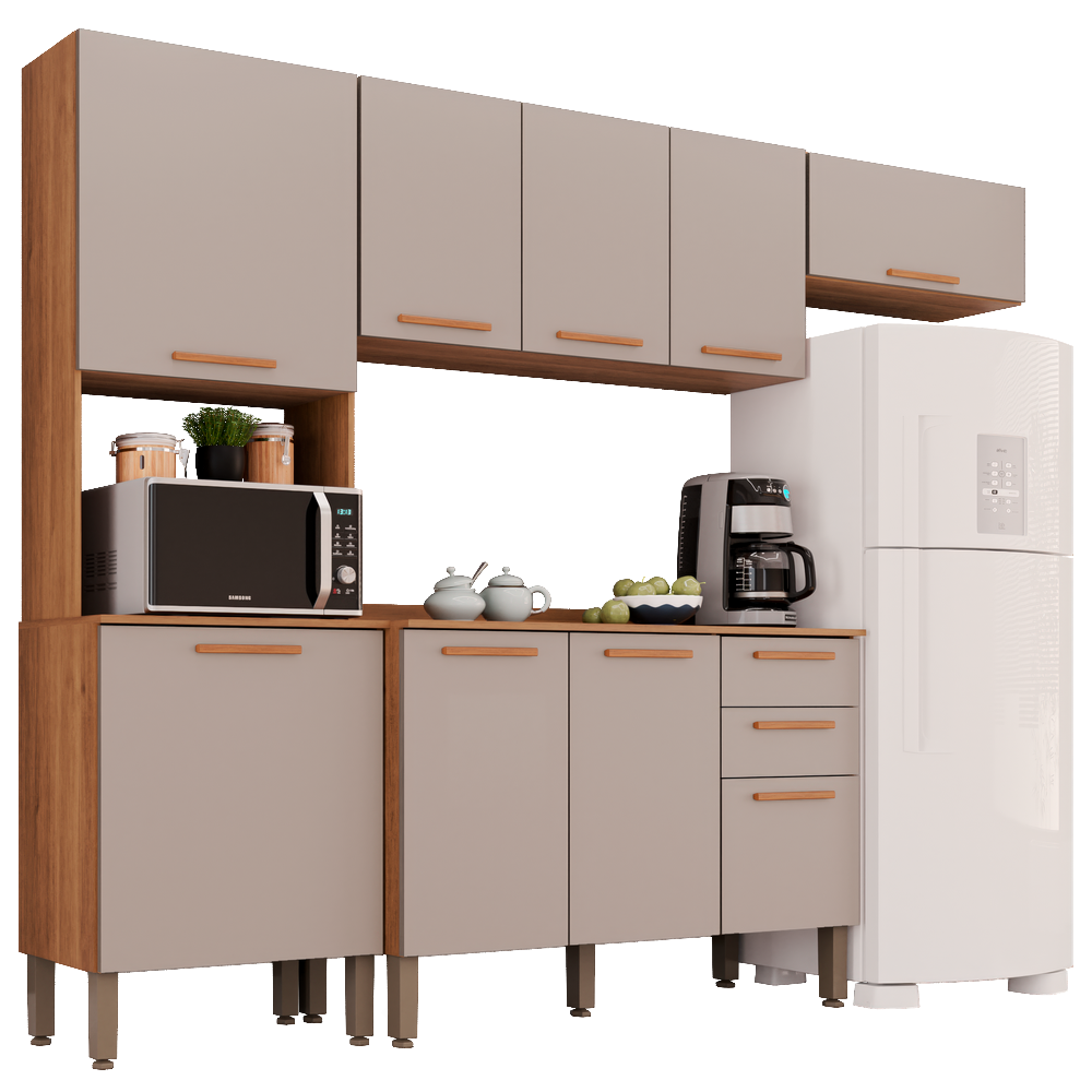 Cozinha Completa New Valência Cinamomo/Off White - SALLÊTO - Imagem 3