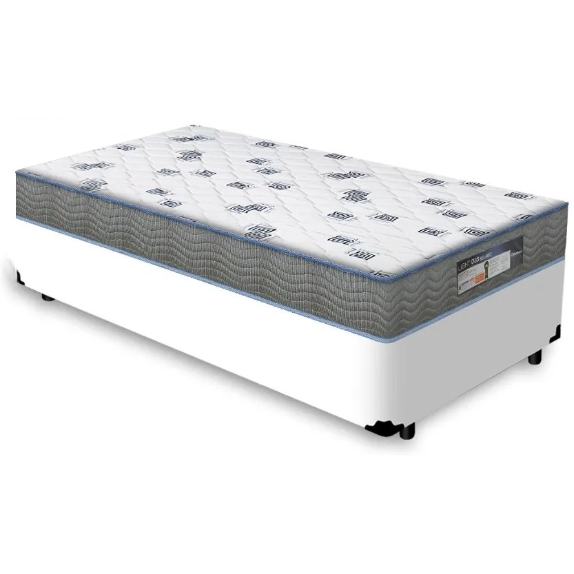 Colchão Solteiro Light D33 + Base Box Simples Corino Branco – ORTOBOM + BIOSTAR - Imagem 2