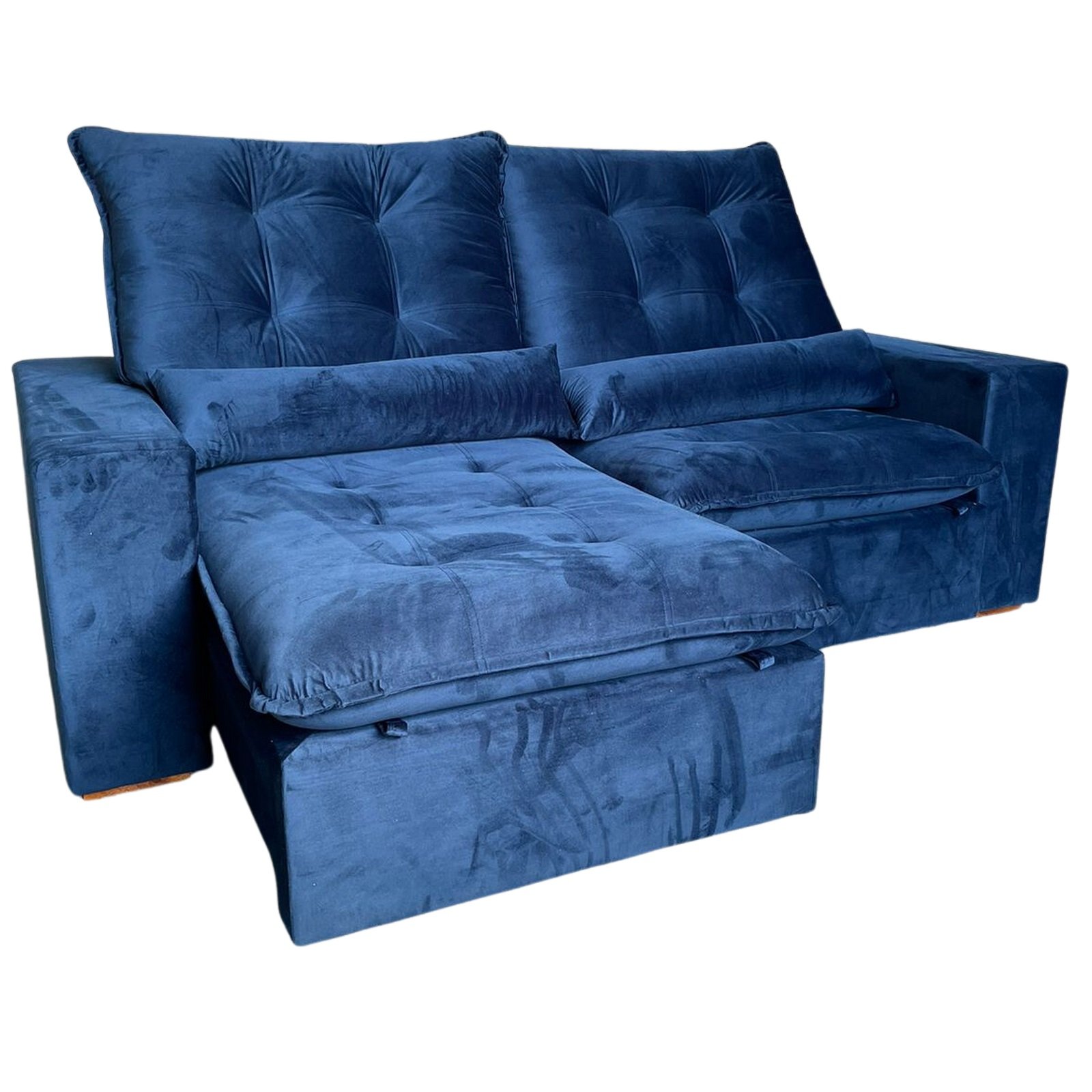Sofá Retrátil e Reclinável Malu 2,10 m Azul - D'VITRINE ESTOFADOS(PROMOÇÃO) - Imagem 2