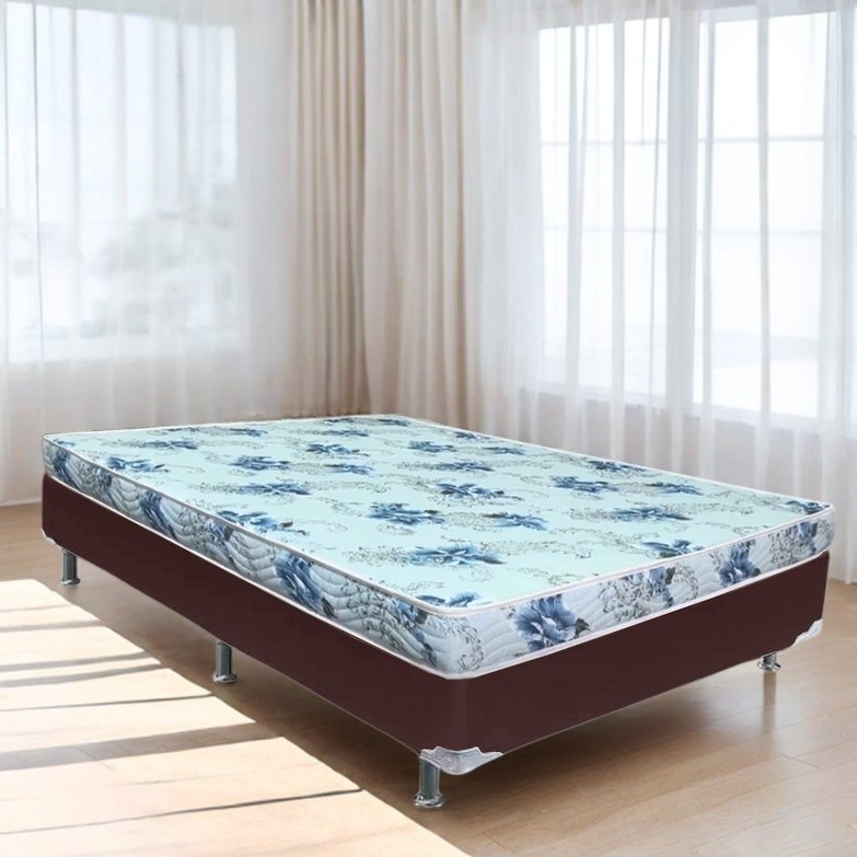 Colchão Casal Dream Soft + Base Box Simples Corino Marrom – ORTOBOM + ALTO NÍVEL CAMAS E COLCHÕES