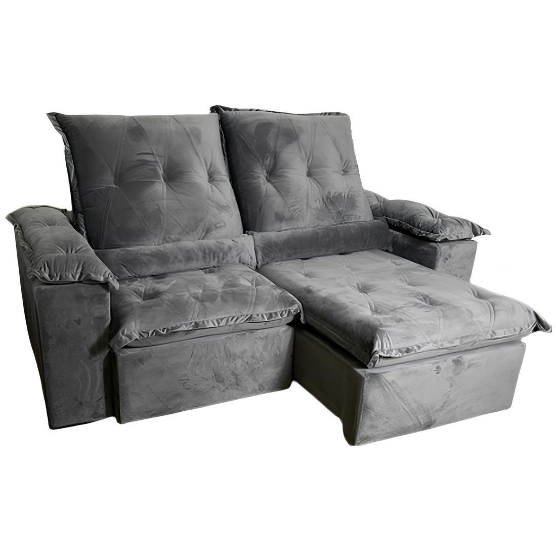 Sofá Retrátil e Reclinável Londrina 2,30 Veludo Cinza Grafite - IMPÉRIO ESTOFADOS(PROMOÇÃO) - Imagem 3