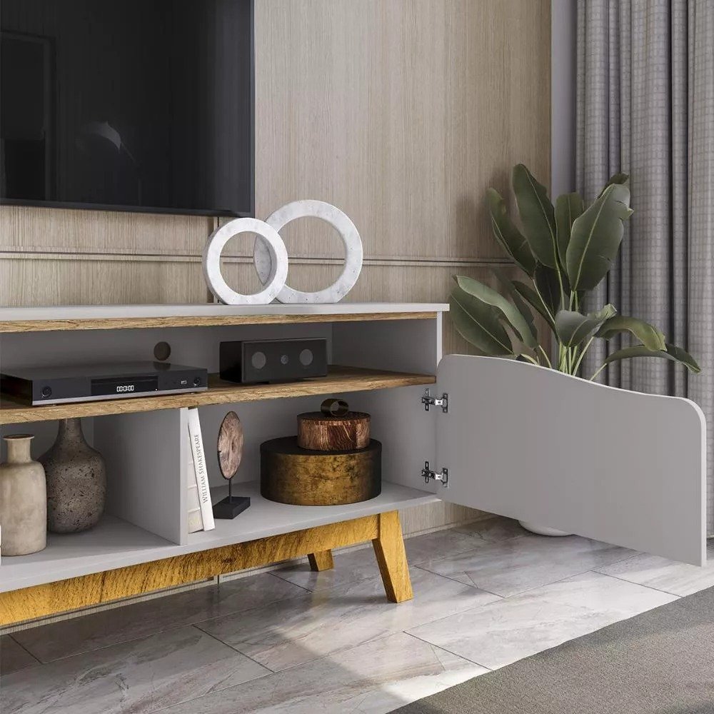 Rack até 75" Ilhabela Off White/Naturale - BECHARA - Imagem 2