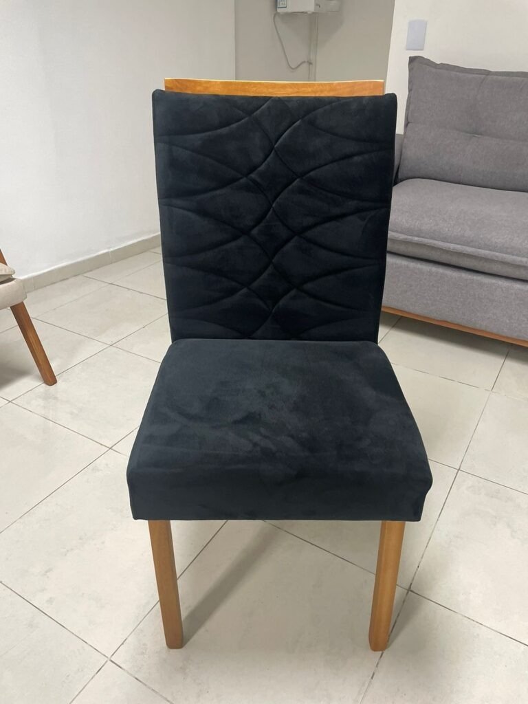 Mesa Salinas/Helô/Los Angeles 120 Cinamomo/Off White com 4 Cadeiras Safira Veludo Preto – CEL MÓVEIS + WM DECOR - Imagem 2