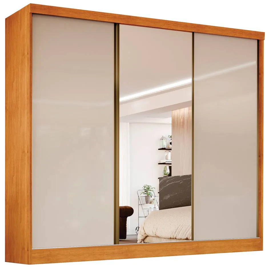 Guarda-Roupa 3 Portas Toronto 2,40 m Nature/Off White - BIANCHI - Imagem 2