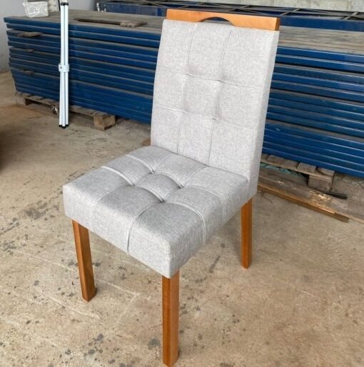 Mesa Athenas 180 Amêndoa Clean com 6 Cadeiras Sophia Linho Cinza Prata 206 – LOPAS + WM DECOR - Imagem 2