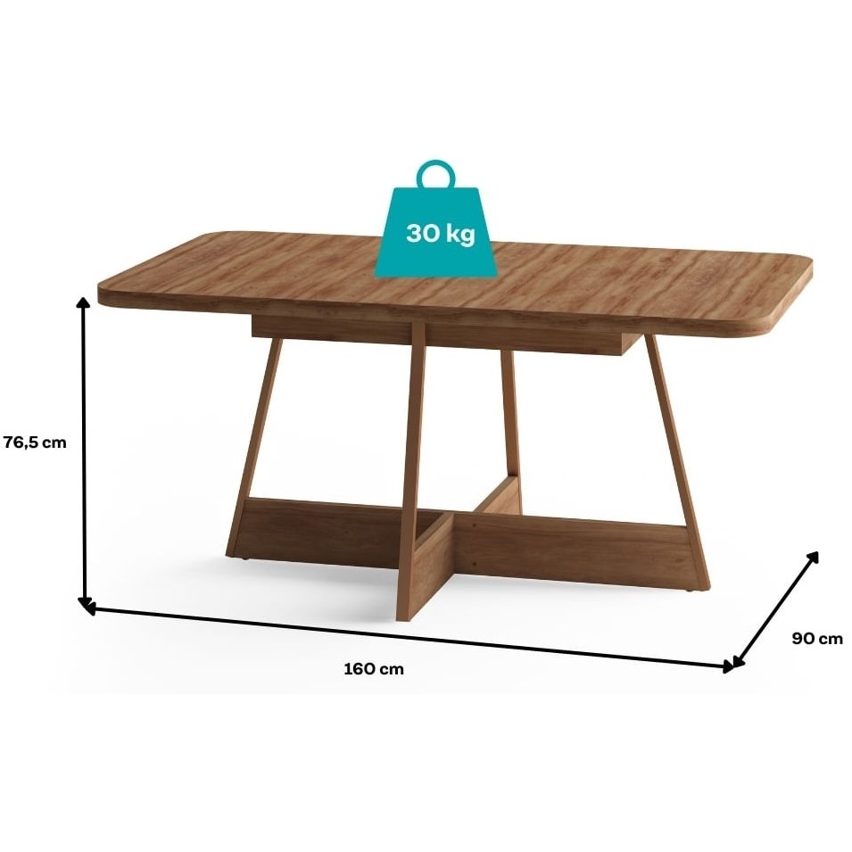Mesa Átria 1592 Retangular 160 Rosê Cobre/Nogal Freijó - CARRARO MÓVEIS - Imagem 5