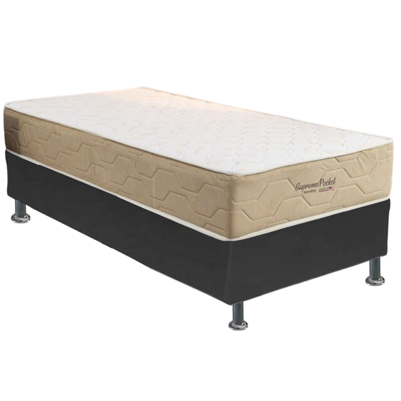 Colchão Solteiro Supreme Pocket D26 + Base Box Simples Corino Preto – INOVAFLEX + BIOSTAR - Imagem 2