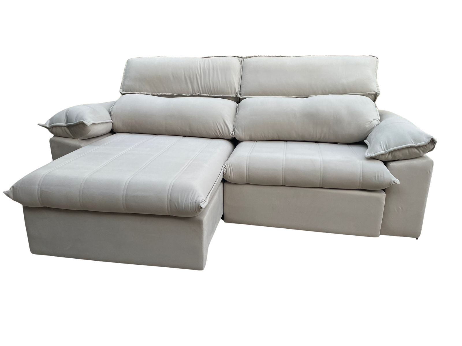 Sofá Retrátil e Reclinável Jackson 2,50 m Veludo Bege 3710 - UNIART ESTOFADOS - Imagem 4