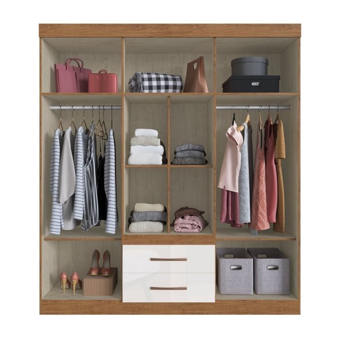 Guarda-Roupa Santiago 90906 1,80 m Off White/Nogueira - DORIPEL - Imagem 2