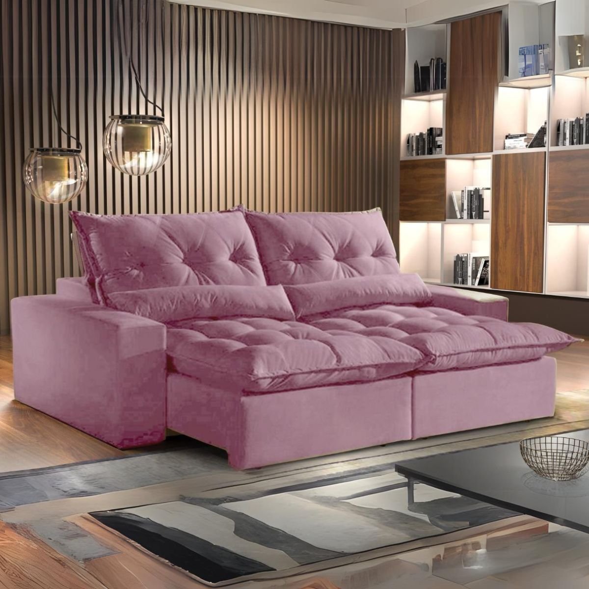 Sofá Retrátil e Reclinável Avalon 2,30 m Rosé - IMPÉRIO ESTOFADOS