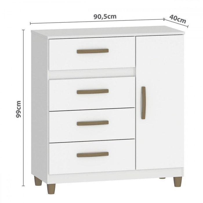 Cômoda 4 Gavetas com Sapateira Leme CO240 Branco - FELLICCI - Imagem 3
