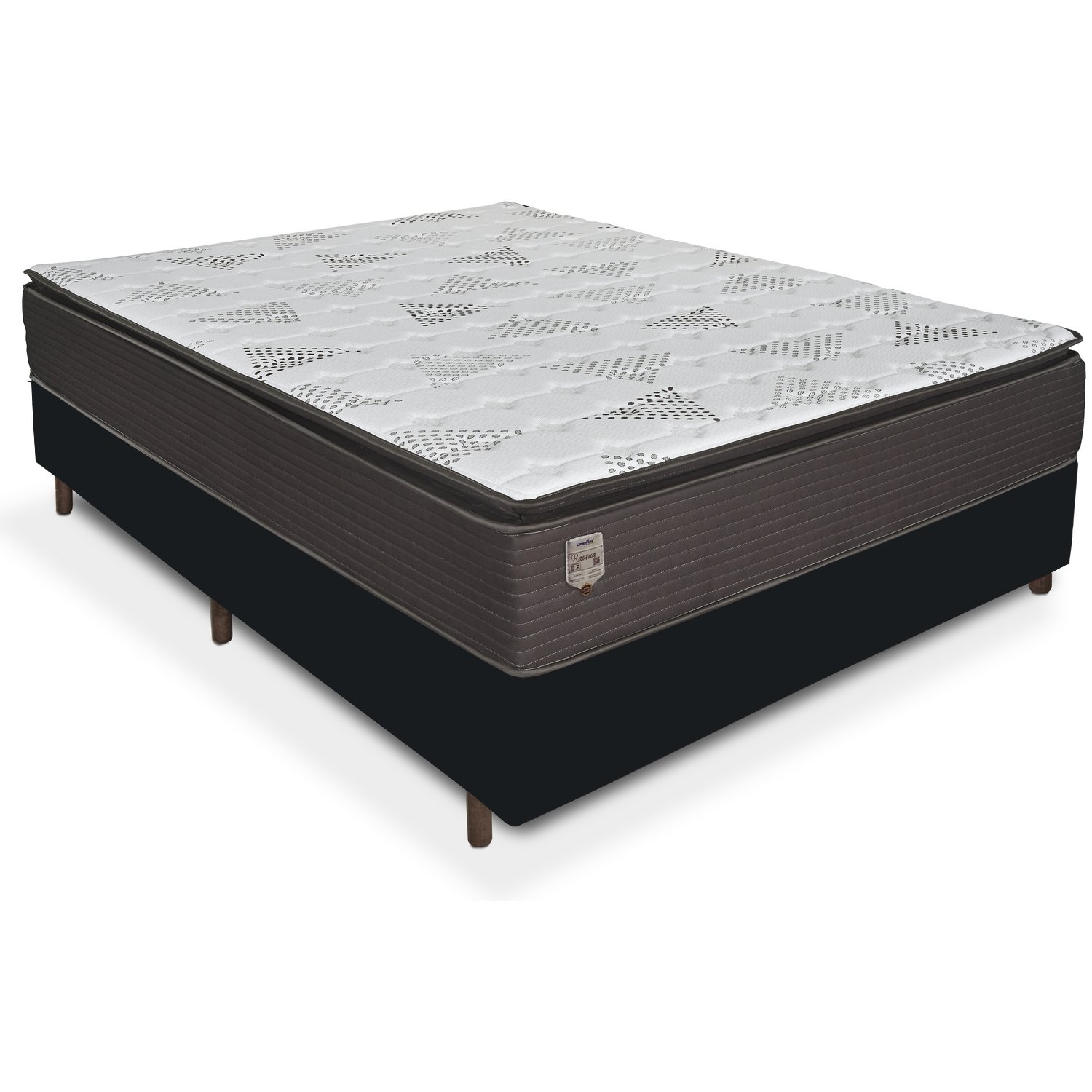 Colchão Casal Ravena D26 + Base Box Casal Simples Corino Preto – UMAFLEX + ALTO NÍVEL CAMAS E COLCHÕES - Imagem 2