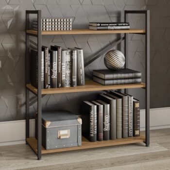 Estante Baixa 3 Prateleiras LI007 Freijó/Preto Fosco - KAPPESBERG