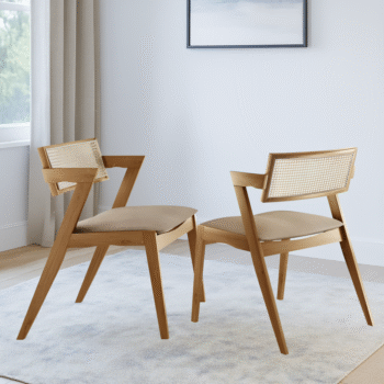 Kit 2 Cadeiras Zeus Canela/Linho Bege - SALA VIP MOVELARIA