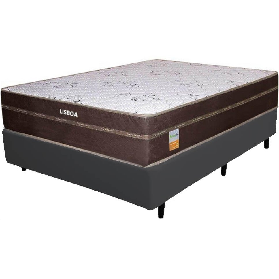 Colchão Casal Lisboa 24 cm D28 + Base Box Simples Corino Preto – ECOTEC + ALTO NÍVEL CAMAS E COLCHÕES - Imagem 2