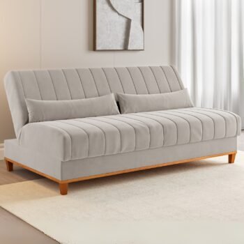 Sofá Cama Luna/Duna 1,80 m Veludo Marfim - VIERO MÓVEIS