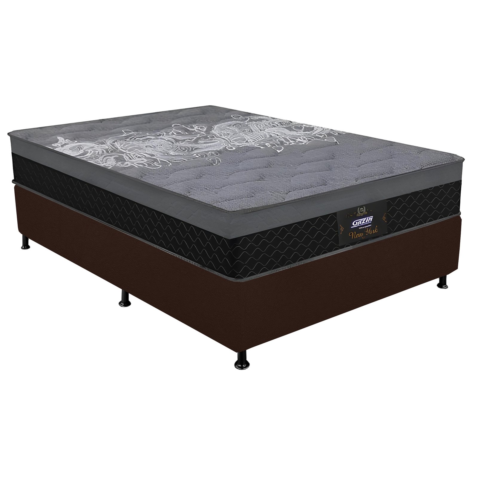Colchão Casal New York D28 + Base Box Simples Corino Marrom – GAZIN + ALTO NÍVEL CAMAS E COLCHÕES - Imagem 5