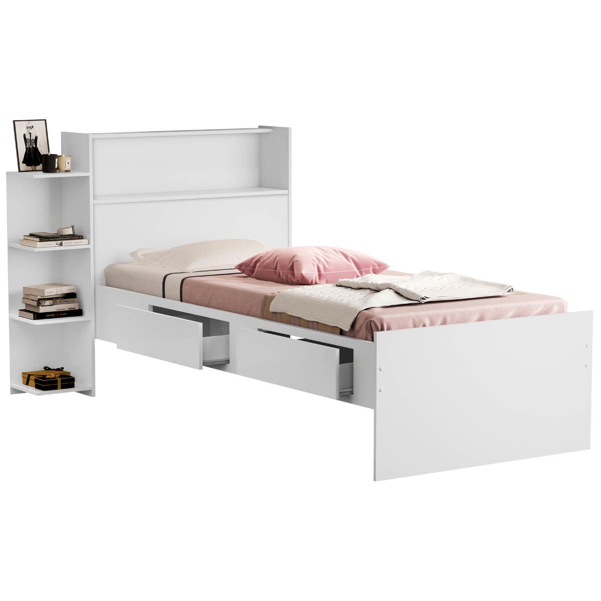 Cama Solteiro Baú Isa Branco - MADEC/VJ MÓVEIS - Imagem 3