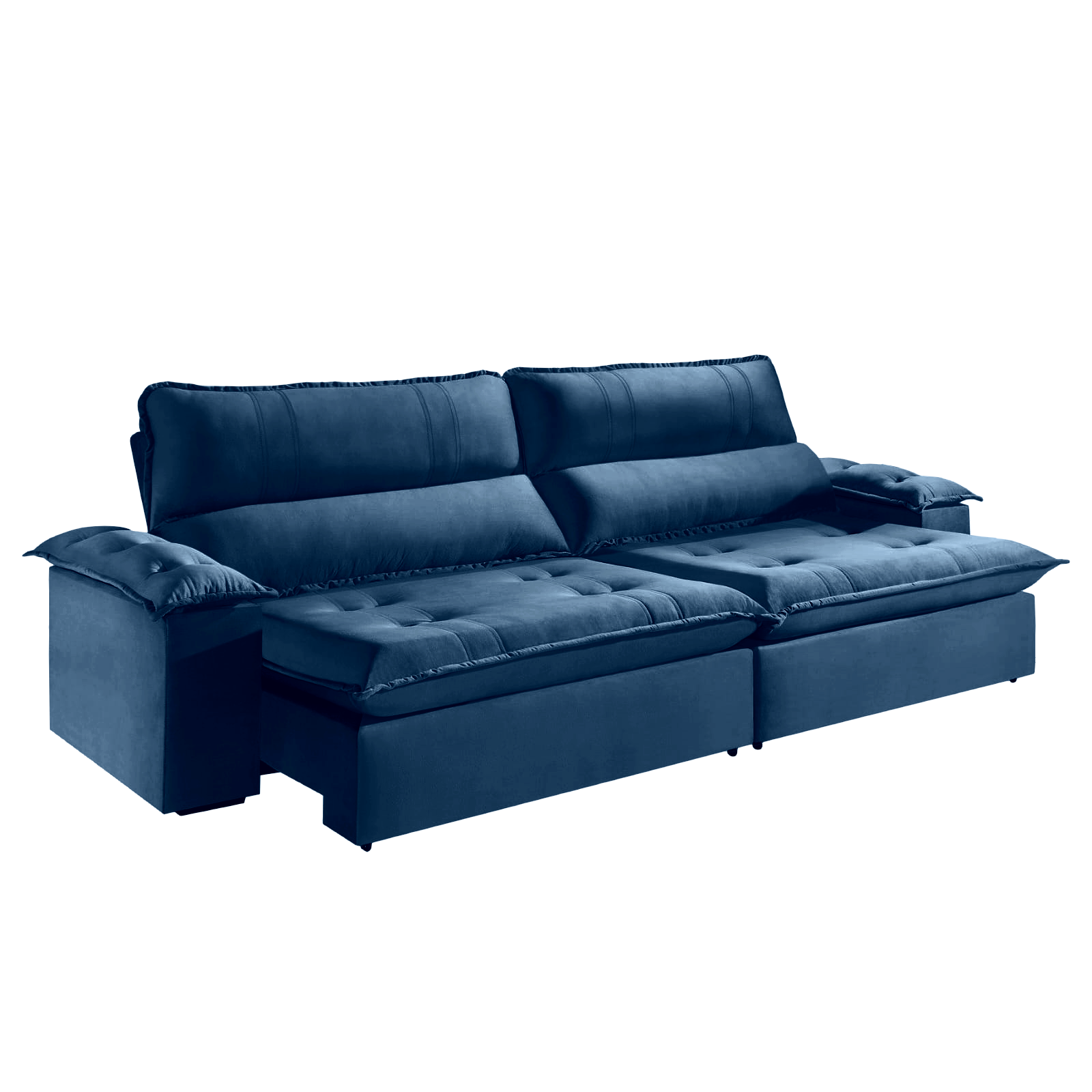 Sofá Retrátil e Reclinável Kiara 2,50 m Veludo Azul 104 - ZARAT ESTOFADOS - Imagem 2